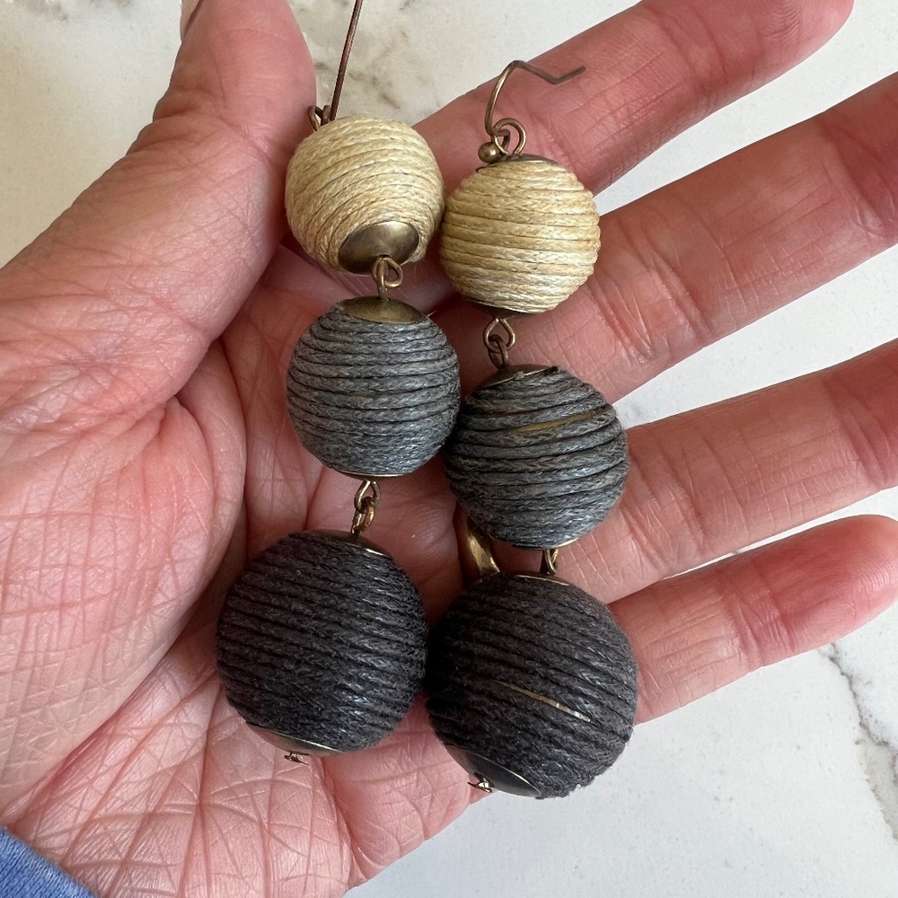 Blue wrapped globe earrings